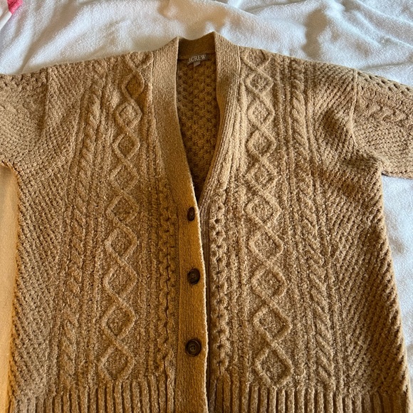 J. Crew $178 cable knit stretch camel cardigan sweater 2X - Picture 6 of 12